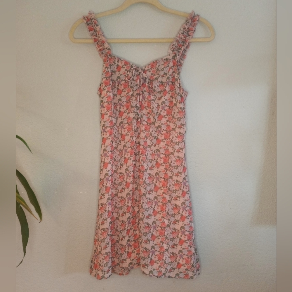 Nasty Gal NWT Flowy Floral Babydoll Sweetheart Neckline Coquette Girl Mini Dress - Picture 4 of 7